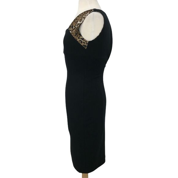 Cache Dress Womens 0 Black Animal Print Sleeveless Scoop Neck Lined Bodycon Zip - Picture 4 of 8